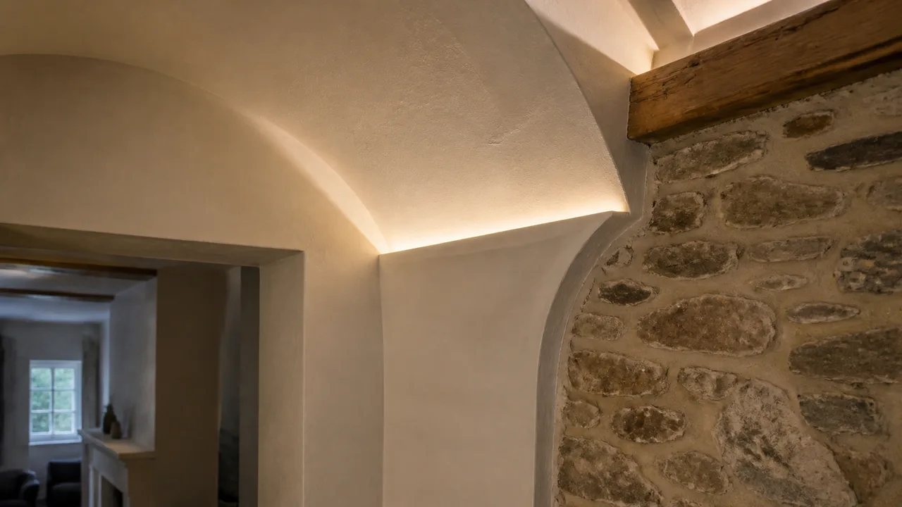 Incasso luminoso su misura in nicchia storica — illuminazione architettonica su misura