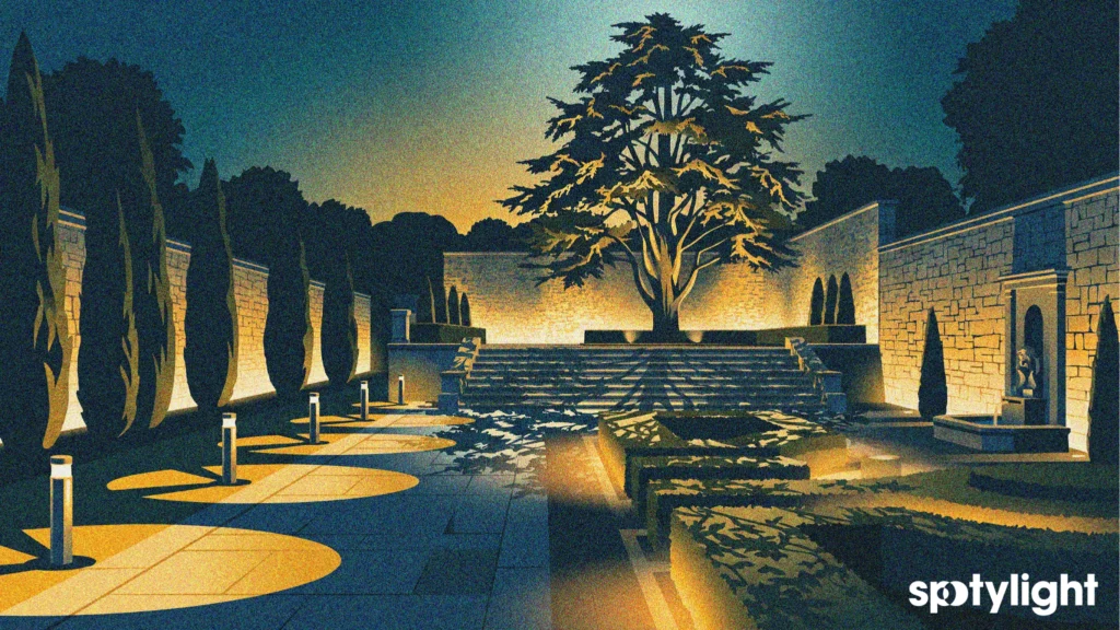 Illuminazione giardino progetto, sicurezza e pali LED per esterni