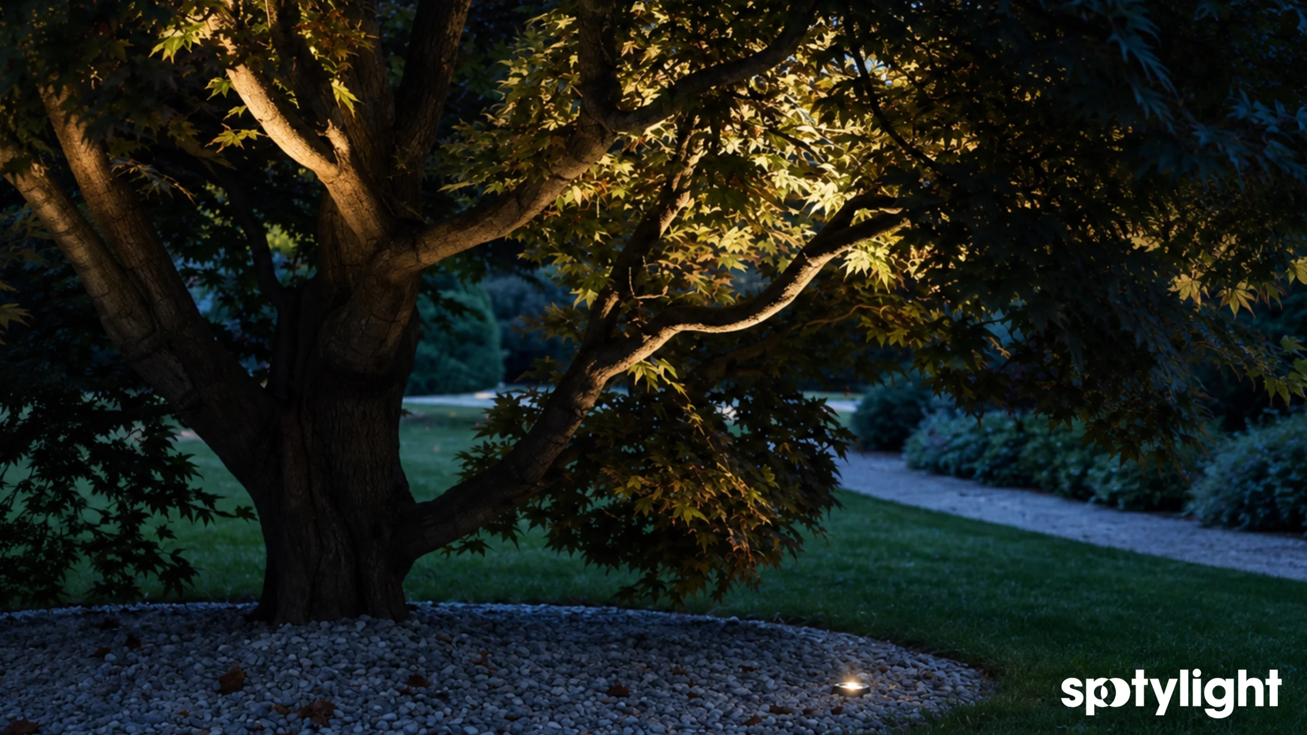 come la luce indiretta modella dal basso la chioma degli alberi
